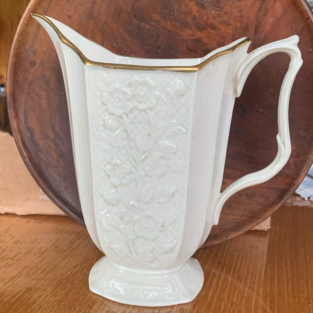 LENOX vintage water pitcher with gold trim